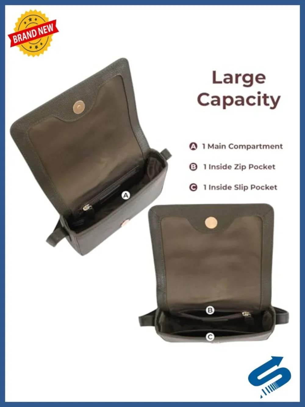 Genuine Leather Crossbody Satchel with Adjustable Strap